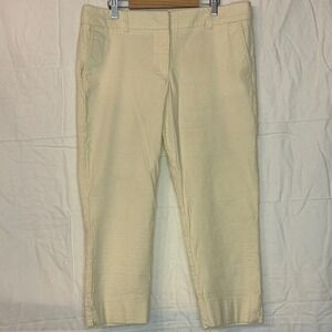 Dalia Seersucker Cropped Pants‎ Striped Career Casual Yellow Women Plus Size 14